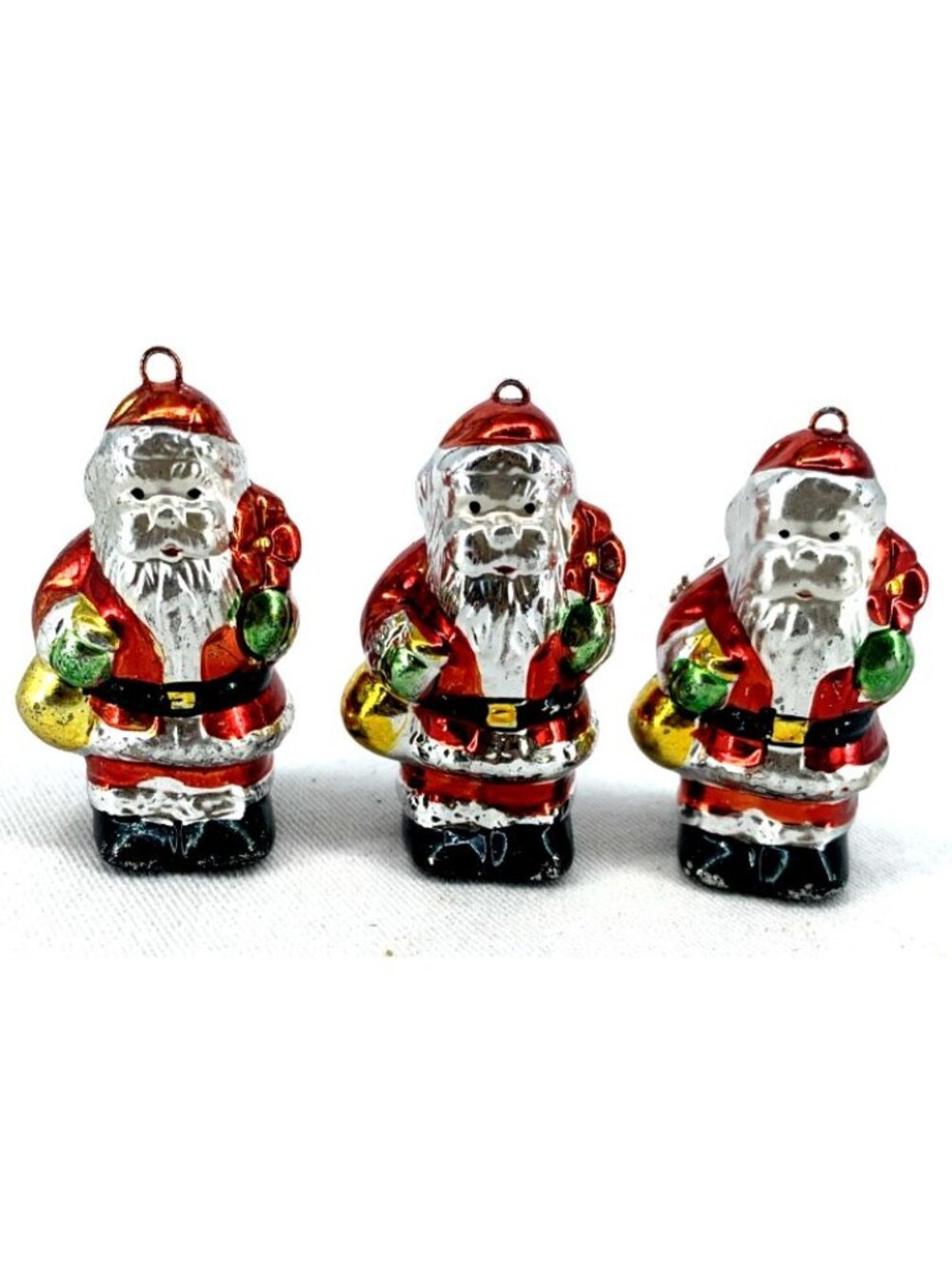 Kurt Adler Mini Christmas Tree Ornaments Santas Porcelain 2" Lot of 3